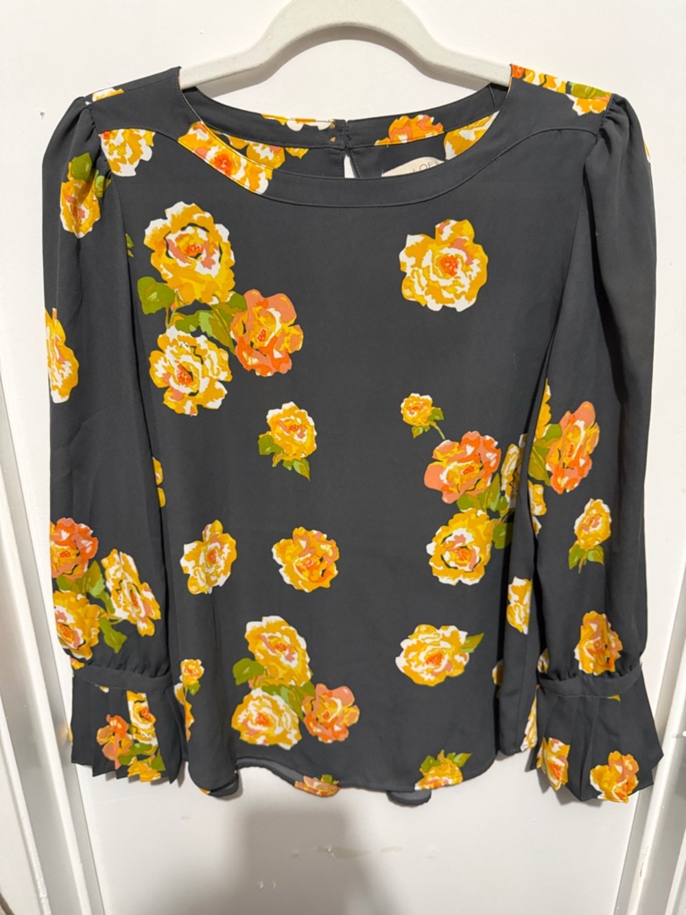 Loft Petite - Floral, Pleated Sleeve Top